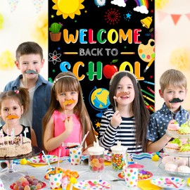 Avezano Welcome Back to School Door Cover Back to School Party Banner First Day of School Front Door Banner for Back to School Classroom Party Decorations