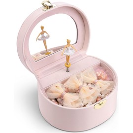 Vlando - Joyero musical para niñas, caja de música para niños pequeños con bailarina para decoración de fiesta y recámara, regalo para niña, color rosa claro