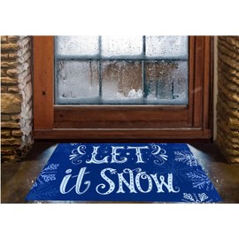 Let It Snow Door Mat - 18" x 30", Blue, White, Snowflakes, Indoor Doormat, Christmas Decoration, Front Door Decor, Classroom, Home, Porch, Patio, Office