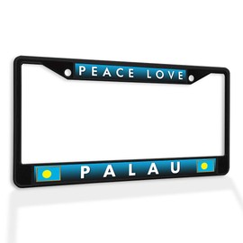 Metal Insert License Plate Frame Peace Love Palau Weatherproof Car Accessories Black 2 Holes Solid Insert