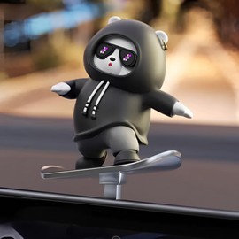 Skateboard Bear Car Dashboard Ornament, Sliding Cartoon Bear Figure Car Decoration, Funny Car Interior Ornament Accessories Creative Gift