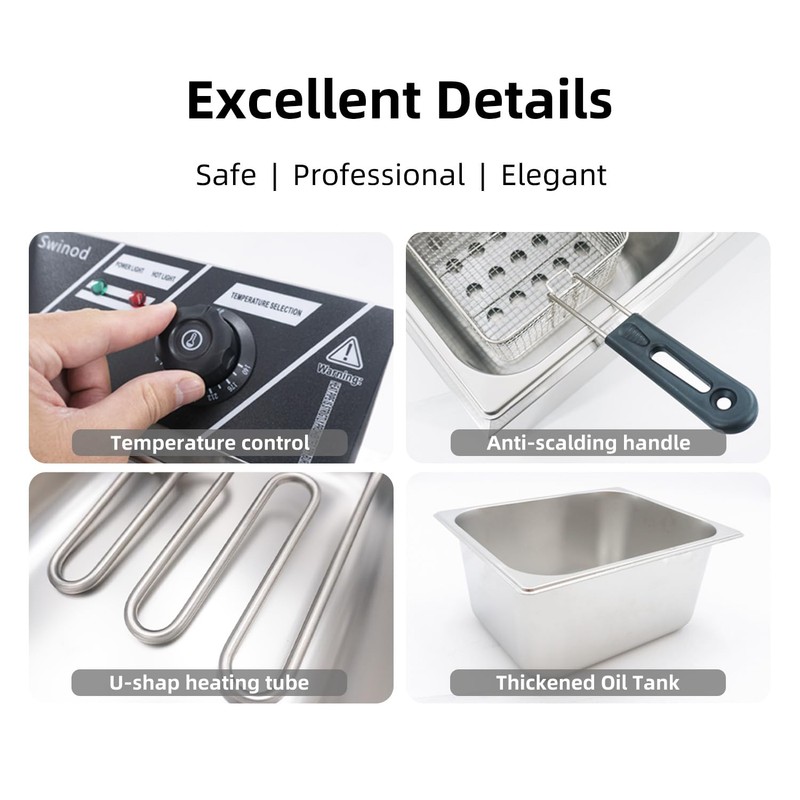 Electric Deep Fryer with Basket for Home Use, Countertop Commercial