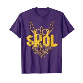 Skol Vikings Shirt with Helmet and Beard - Distressed T-Shirt