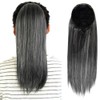 Drawstring Ponytail, 12 Inch, Salt n Pepper, Clip Fake Wig