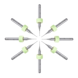TA-VIGOR 10Pcs Micro Drill Bit 1.1mm, Green PCB Drill Bits with 1/8 Inch Shank Tungsten Carbide Drilling Rotary Tool for Print Circuit Board Stone CNC Engraving