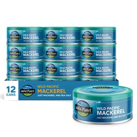 Wild Planet Wild Planet Wild Pacific Mackerel Fillets (SABA), Skin-On & Boneless, Delicious & Sustainable, Tinned Fish, 5 oz, (Pack of 12)