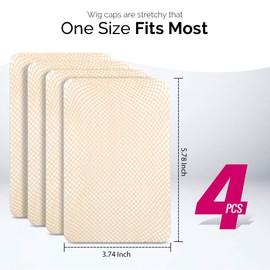 Fandamei FANDAMEI Wig Cap, 4PCS Light Brown Mesh Wig Cap Net, Closed End Hair Mesh Net Wig Caps, Liner Weaving Caps for Women, Men, Kids