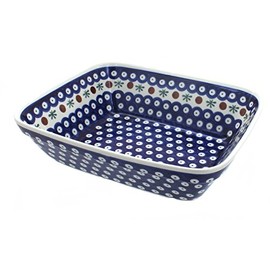 Blue Rose Polish Pottery Nature Medium Deep Baker