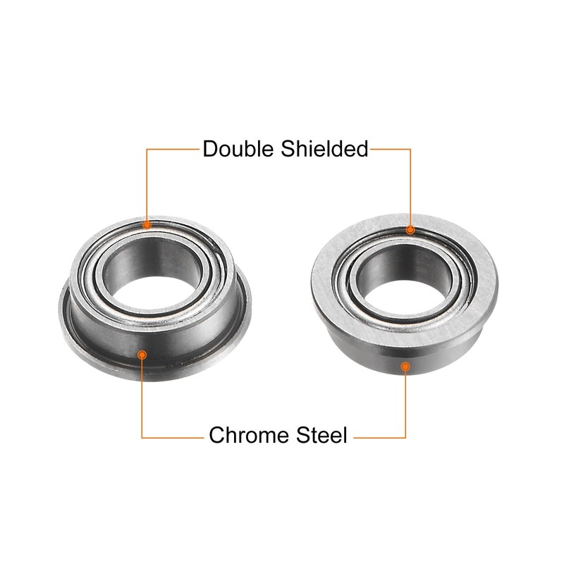 sourcing map MF74ZZ Flanged Ball Bearing, 4pcs 4x7x2.5mm Chrome Steel