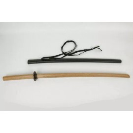 E-BOGU Wooden Practice Sword  Bokken Samurai with Scabbard - Oak Groove Blade Natural Finish