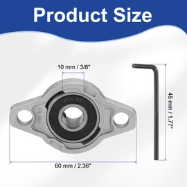 sourcing map Pillow Block Bearing 3/8" (10mm) Bore Zinc Alloy Steel Mounted Flange Pillow Block Self-Alignment Insert Bearings Housing for Machinery Power Agriculture Pack of 2