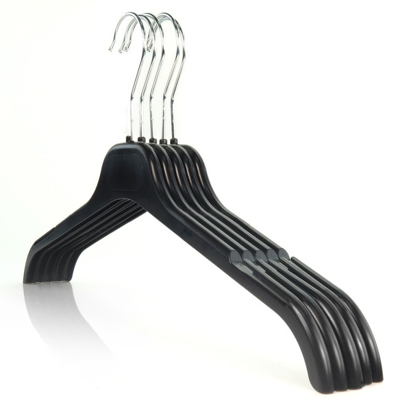 HANGERWORLD 20 Pack Strong Black Plastic Garment Coat Hangers for Clothes with Notches - All Purpose 43cm (17")