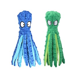 2pcs Plush Dog Toys, Dog Plush Toys Octopus, No Stuffing Squeaky Interactive Dog Toys, Indestructible Dog Chew Toy for Puppy Teething, Small Medium Large Dogs Training and Playing