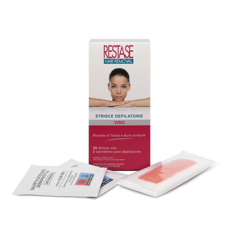 RESTASE | Strisce Depilatorie Viso, 20 pz + 2 Salviette,