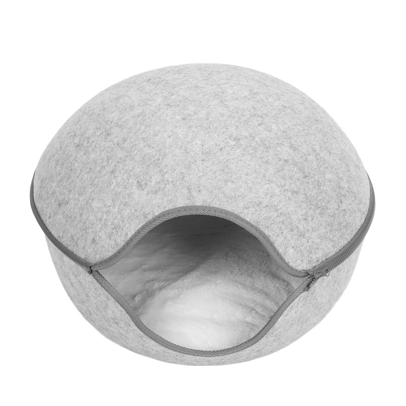 Cat Cave Bed Detachable Washable Semi Enclosed Felt Kitten Hideout