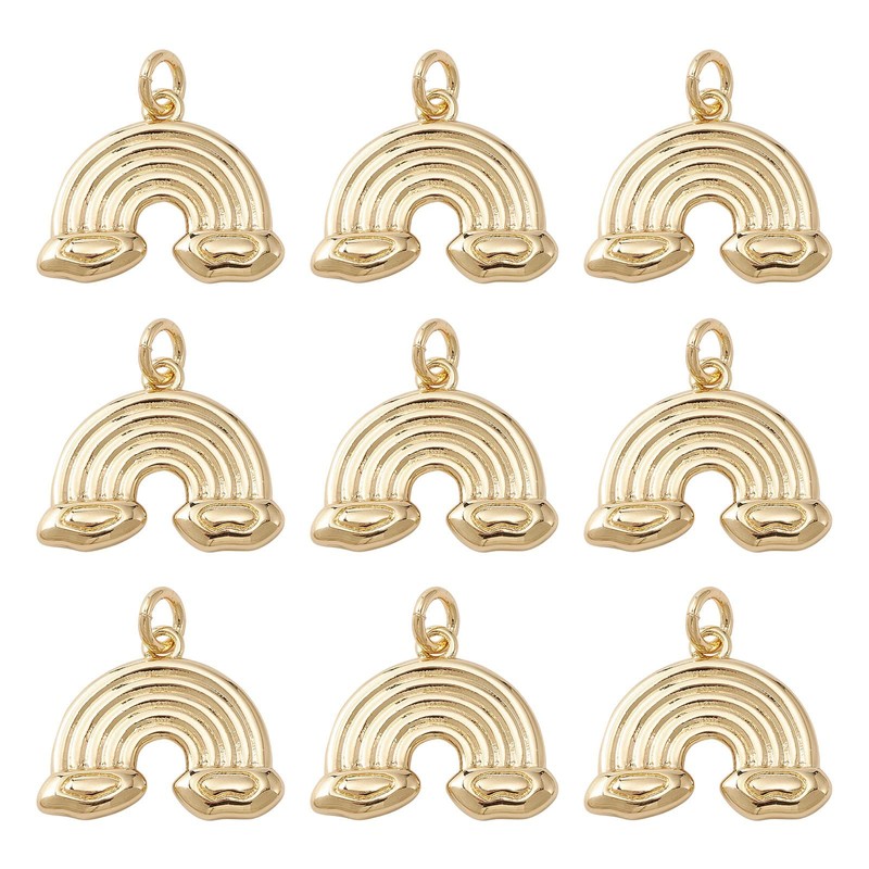 KitBeads 10pcs 18K Real Gold Plated Rainbow Charms Brass Rainbow