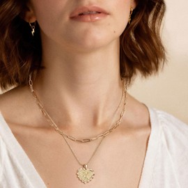 FANZE Dainty Layered Necklaces for Women Pendant Initial Necklace Chain Necklace Simple Adjustable for Women