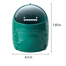 Tissting Mini Trash Can with Lid, 20 x 16cm /16 x 12cm Cute Countertop Bin Plastic Garbage Container for Office Table Desk Home Vanity Kitchen Bedroom(20x16cm Green)