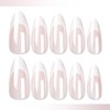 24PCS Pink Glitter Almond Press-On Nails, White and Pink Glossy