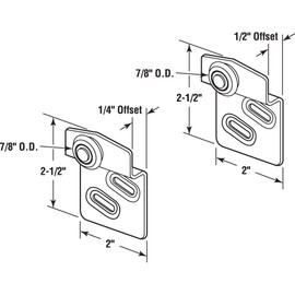 Prime-Line N 7537 Sliding Closet Door Roller Kit, 7/8 In. Wheel Dia., Convex (Round) Edge Plastic, Stamped Steel Construction, Includes 1/4 & 1/2 In. Offset Pairs, Fits Atlas Wardrobe Doors (2 Pack)