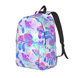 IRIHISKY Backpack Magic Mushroom Trippy Hippie Bright Laptop Rucksack School Bookbag Casual Daypack for 3th 4th 5th Student Teens Travel Hiking 16 Inch