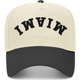 Miami Upside Down Reversed Vintage Trucker Hat | Premium Snapback Baseball Hat for Men & Women (US, Alpha, One Size, Black/Natural)