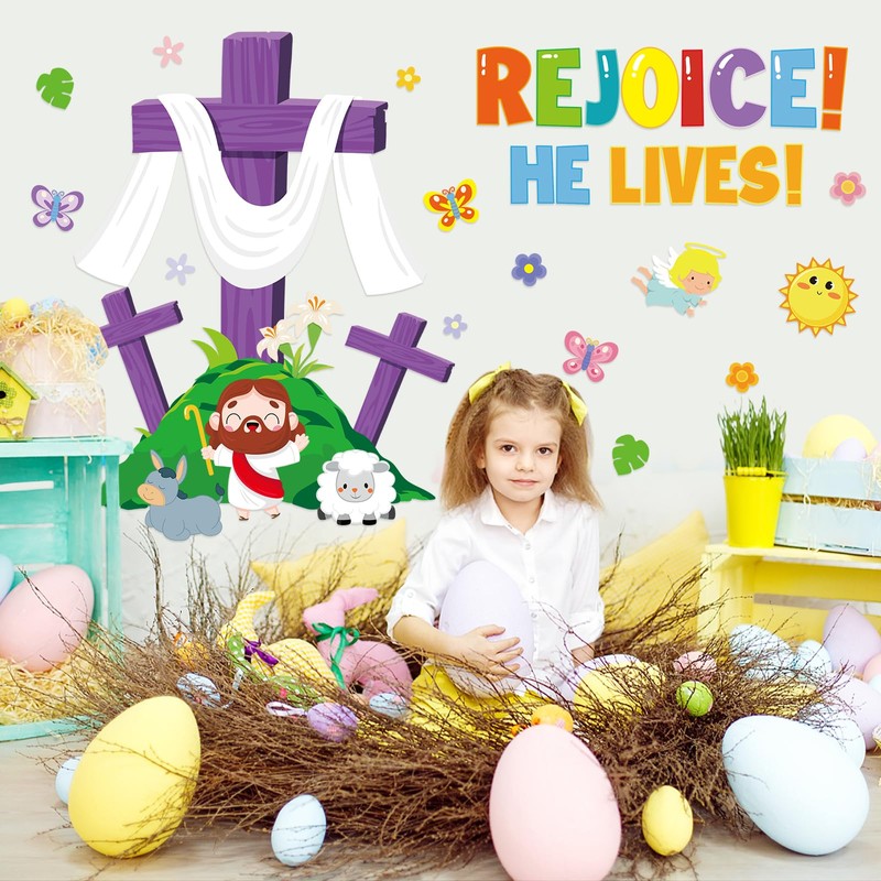 Happy Easter Supplies He is Risen Door Decoration Religious Cross