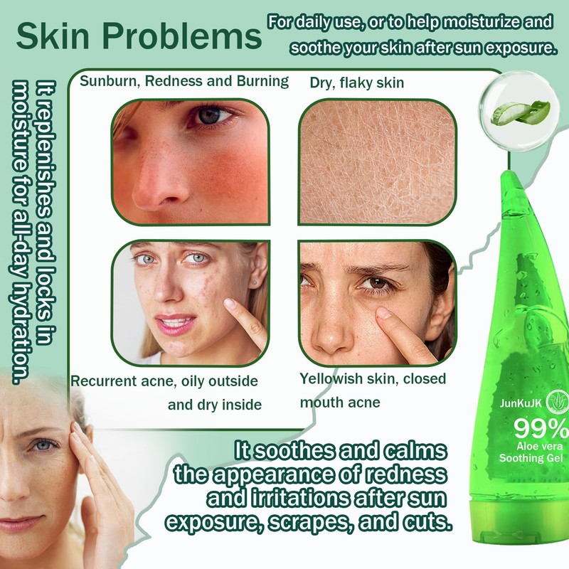 JunKuJK 99% Purity Aloe Vera Gel,260ml - Hydrating Aloe Vera