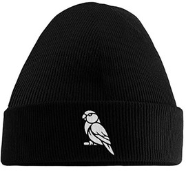 Hippowarehouse Parrot Embroidered Beanie Hat Black