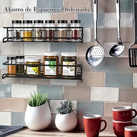 Estante De Cocina, 4 Piezas Estante De Condimentos De Metal, Ahorro De Espacio De Pared De Montaje En Pared Sin Perforación, Apto Para Cocina, Sala...