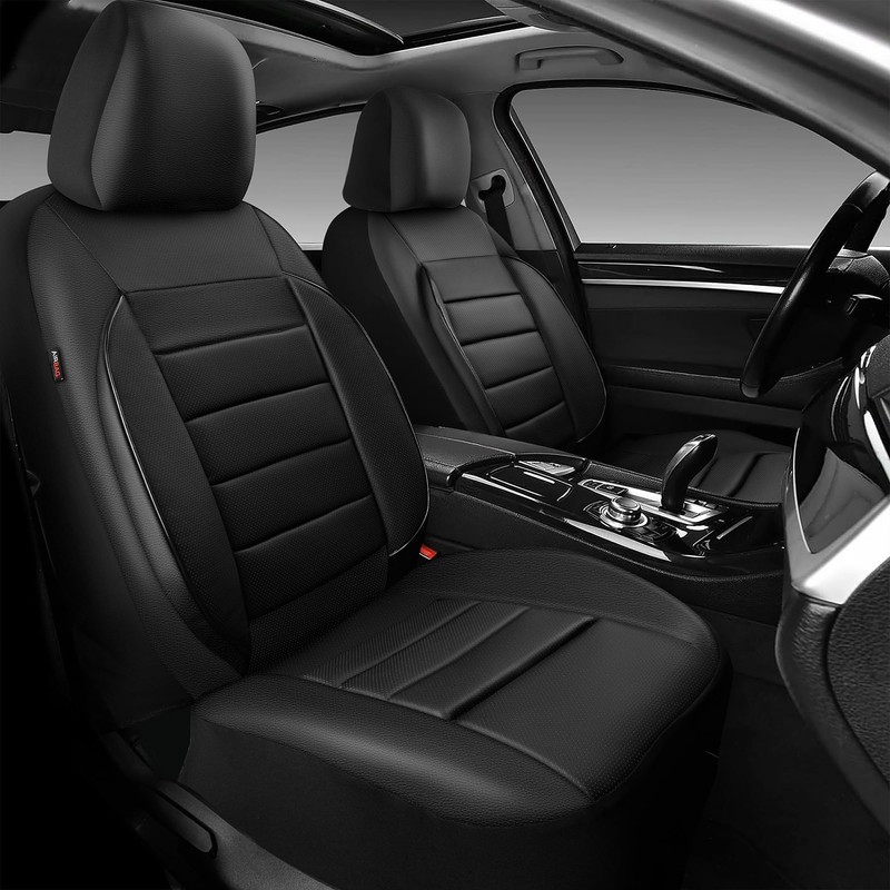 CAR PASS Faux Leather Car Seat Covers Front Seats Only,