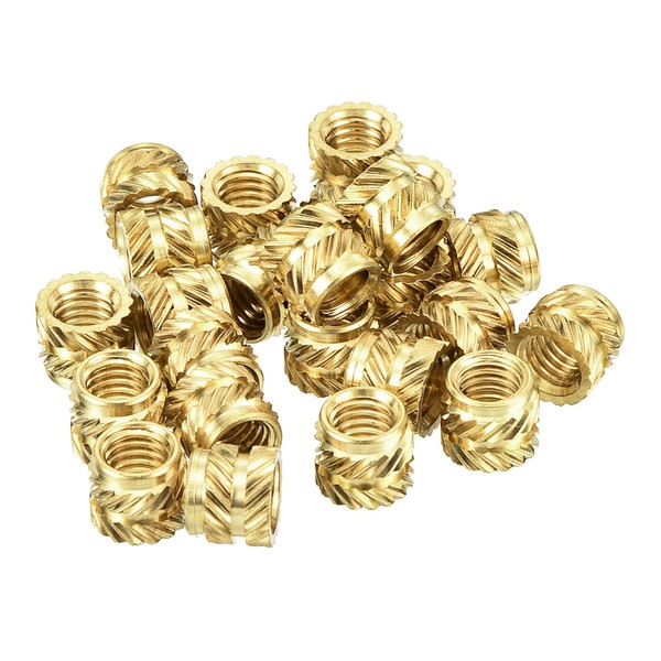 sourcing map Knurled Insert Nuts, 80Pcs M5 x 6mm L