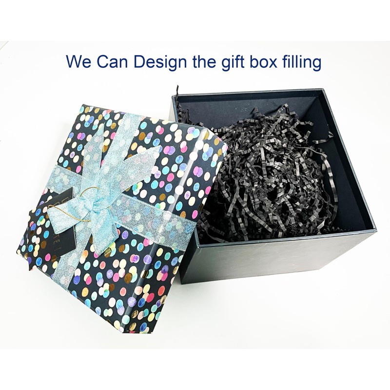 Crinkle Cut Paper Shred Filler Black & Gold for Gift