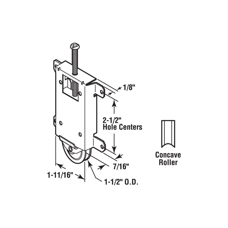Prime-Line N 6870 Mirror Door Roller Assembly, 1-1/2 In., Steel