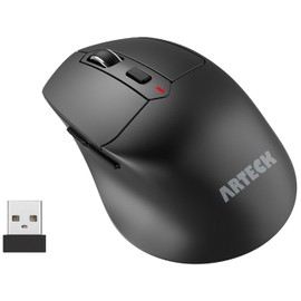 Arteck 2.4G Wireless Mouse with Nano USB Receiver Ergonomic Right Hand Silent Clicking with Backward & Forward for Computer/Desktop/PC/Laptop and Windows 10/8/7 Build in Rechargeable Battery