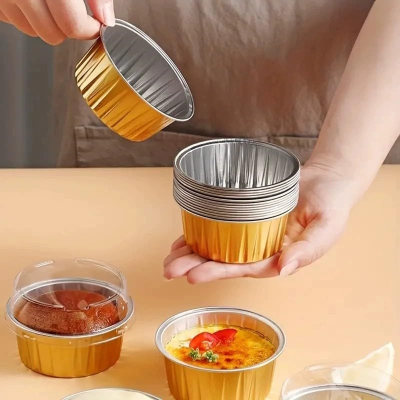 50 Pcs 5oz Reusable Aluminum Foil Cupcake Baking Cups Mini