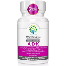 Vitamins ADK Vitamin Supplement 5000 IU Vitamins A, D3, and K2Supplement, 60 Day Supply,