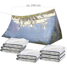 Semptec Urban Survival Technology Emergency Tent Blanket: Set of 8 Emergency Tents for 2 People, Heat-Resistant, Cold Insulating (Tent for Emergency Equipment, Emergency Tent Hiking, Heat Resistant)