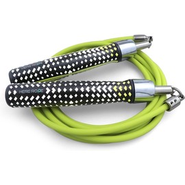 HEREROPE 1/4 lb Weighted Jump Rope, Boxing & Training, Skipping Rope with Ball Bearings, Tangle-Free Cable, Jump Ropes for Men Women (Neo Green, S - 2.44 m (User Height 1.5 m - 1.64 m))
