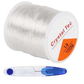 1mm Clear Bead Cord Crystal Elastic Stretchy Bracelet String with Scissors， for Jewelry Making Necklace Bracelet Beading Thread (328ft)