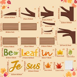BeYumi Fall Christian Bulletin Board - 73Pcs Be-leaf in Jesus Christian Bulletin Board Set Autumn Thanksgiving Leaves Cross Cutouts Border Trim Faith Religious Sunday School Classroom Chalkboard Decor