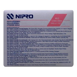 Nipro Aguja Hipodermica (nipro)18gx1-1 1/2 (38mm) Caja C/100 Pzas