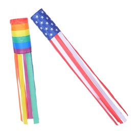 CAXUSD 2Pcs Rainbow Usa Windsock July Outdoor Decor Patriotic Hanging Flag for Independence Day National Holidays for Garden Balcony Courtyard