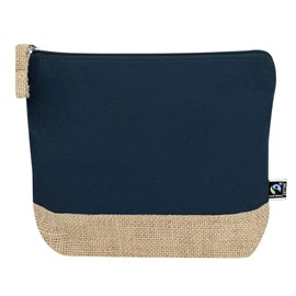 Fairtrade Cotton Jute Toiletry Bag, 21.5 x 16.5 x 5 cm, navy, Classic