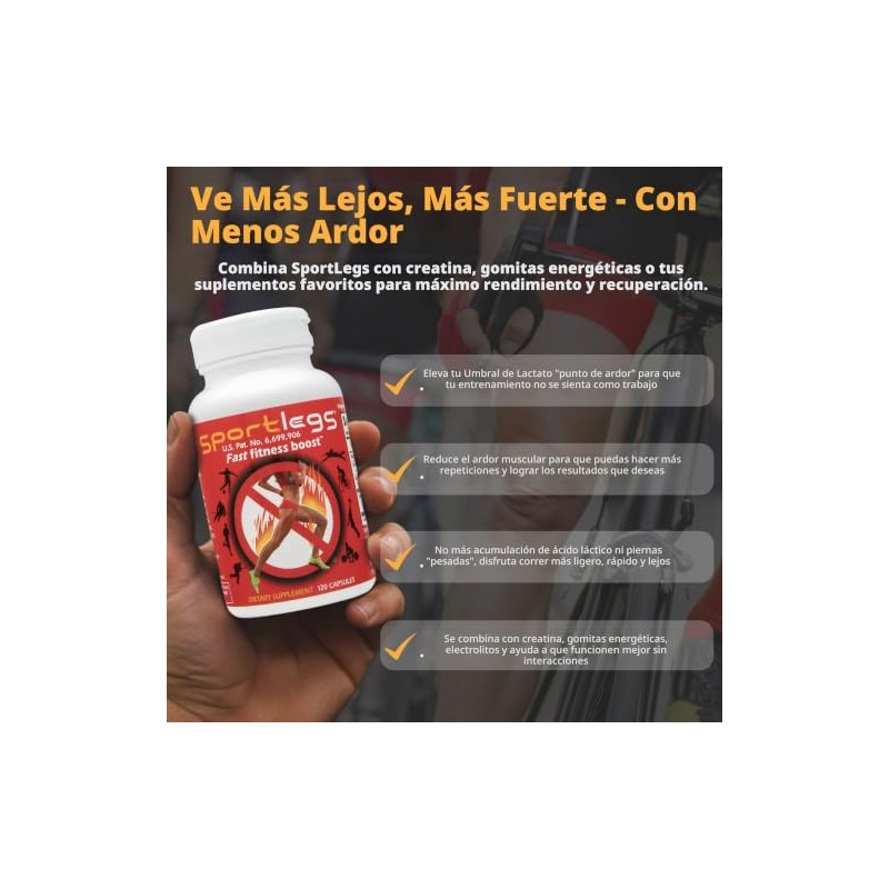 SportLegs Suplemento en Cápsulas, Fórmula para Rutina Deportiva, Botella con