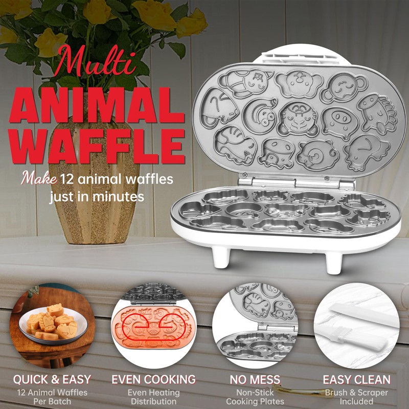 SugarWhisk Animal Mini Waffle Maker for Kids, Mini Pancakes Maker