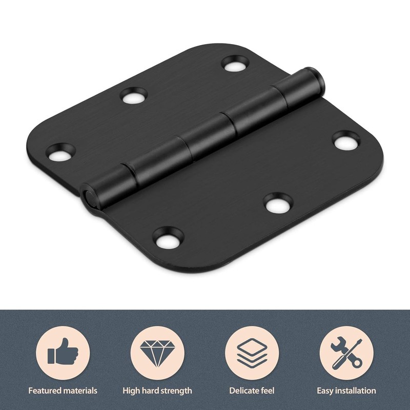 Rounded Door Hinges 3 x 3 inch, 5/8 Radius, Matte
