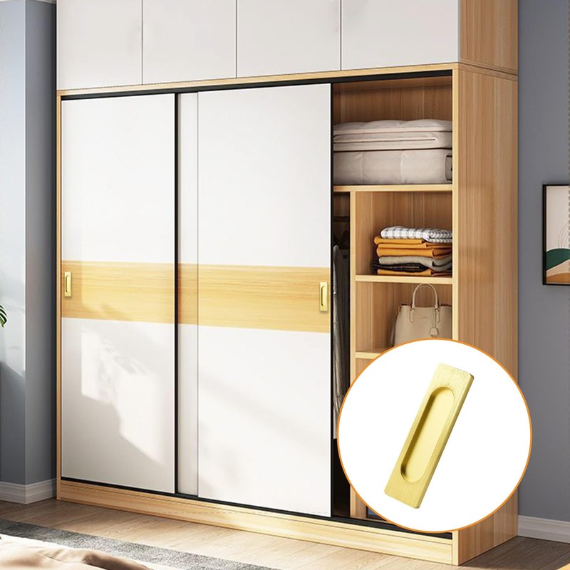 MOROBOR Self-Stick Rectangular Sliding Door Pulls, 2pcs Aluminum Alloy Flush
