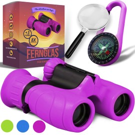 Binoculars for Children, Perfect Toy for Little Boys and Girls, Extensive Set Including Magnifier and Compass, Powerful Magnification 8X21, for Children Aged 4–8 Years