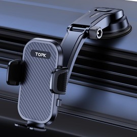 TOPK Car Phone Holder for Dashboard Windshield [Newest & Strongest Suction] Car Phone Mount Compatible with All Smartphones